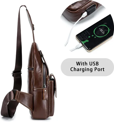 Miniatura 186 de LUKZIJAES Bolso bandolera de cuero genuino para hombre