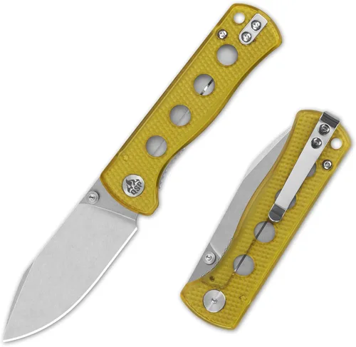 Miniatura 17 de QSP Canary Folder - Cuchillo plegable de bolsillo, hoja de 7.21 cm Sandvik 14C28N con acabado negro lavado a la piedra, mango G10 negro, bloqueo