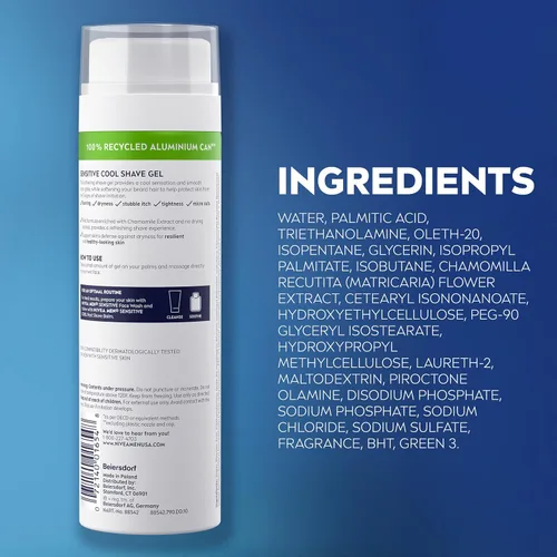 Miniatura 11 de NIVEA MEN Gel de afeitado sensible y fresco para pieles sensibles, gel de afeitar sin alcohol con extracto de manzanilla, lata de 7 onzas, paquete