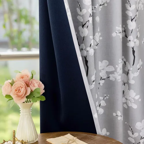 Miniatura 8 de FMFUNCTEX - Cortinas 100% blackout, 63 pulgadas de largo, estampado floral, aislamiento térmico, bolsillo para cortinero, 2 paneles, estilo granja