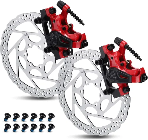 Miniatura 9 de TOBWOLF 1 Par de Juego de Frenos de Disco MTB, Kit de Frenos de Disco Hidráulico con Rotores de 160mm, Palancas de Calibración de Presión de Aceite