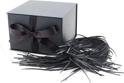 Hallmark Caja de regalo mediana con tapa y relleno de papel triturado (caja gris de 7 pulgadas) para bodas, graduaciones, cumpleaños, día del padre,