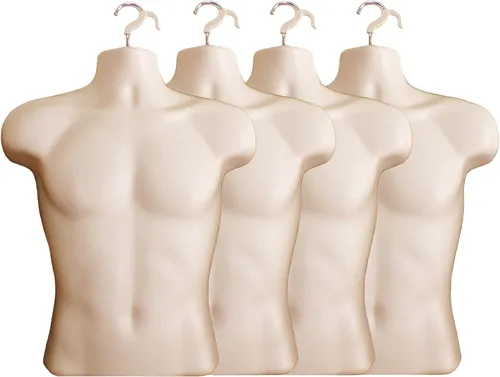 Miniatura 12 de Maniquí masculino con espalda hueca y cuerpo apilable con ganchos para colgar para exhibición de camisetas, encimera, ferias de manualidades, fotos