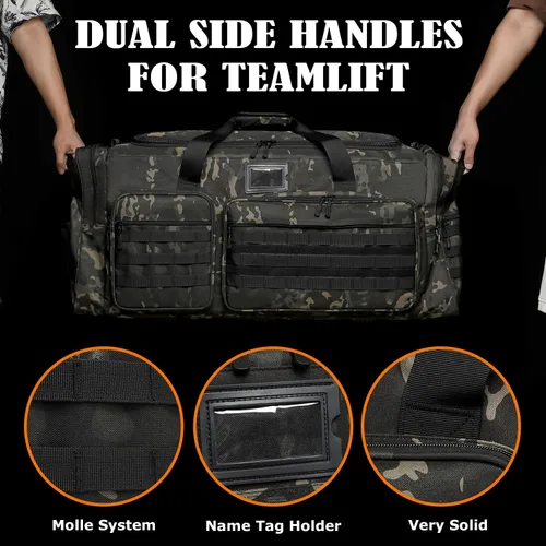 Miniatura 6 de Bolsa de lona extra grande de 130L para hombres, bolsa de lona resistente para viajes, bolsa grande de equipo de gimnasio deportivo para hockey
