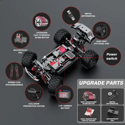 Miniatura 7 de KGF Autos RC todo terreno a escala 1:18 para adultos, auto de control remoto de alta velocidad de 2.4 GHz, 40 KPH, camión monstruo todoterreno 4x4