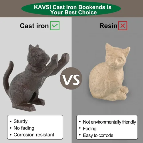 Miniatura 3 de Sujetalibros decorativos para gatos, extremos únicos de hierro fundido con forma de animal para guardar libros resistentes, para decoración