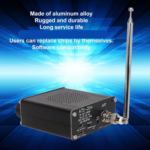 Receptor de radio ATS 20+, múltiples canales, transmisión FM global, tipo C, FM, AM, SSB, receptor digital portátil de banda mundial pequeña de alta