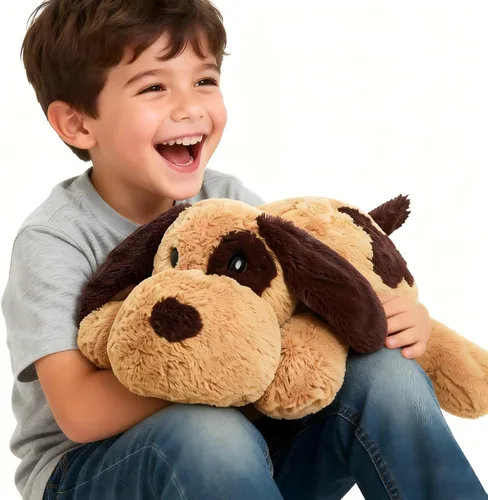 Miniatura 3 de Perro de peluche de cachorro de peluche de Labrador Retriever, animal de peluche abrazable para niños y niñas, cumpleaños, 30 pulgadas, marrón