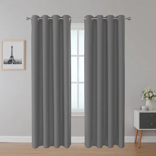 Miniatura 14 de Fire Retardant Blackout Curtains, Grommet Top, NFPA 701 Certified Flame Resistant Drape, Room Darkening for Dorm/Classroom, 2 Panels, Navy Blue