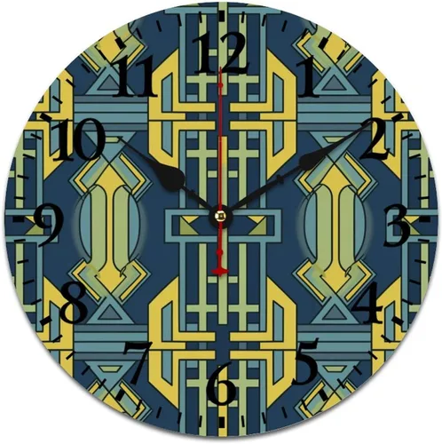 Miniatura 15 de Reloj de 16 pulgadas Central Persia Dusty Blue Tan Reloj colgante de madera de cuarzo de calidad sin tictac Número arábigo Pintura al óleo abstracta