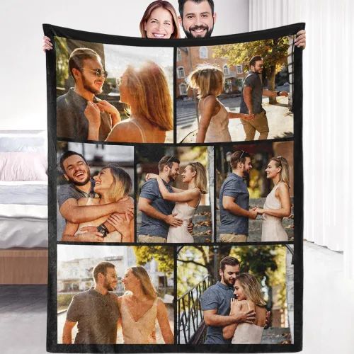 Miniatura 11 de Manta de fotos personalizada de forro polar, suave, cálida, mullida, regalos personalizados para parejas, novio, novia, manta con fotos 4 fotos