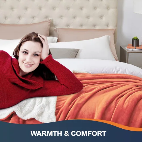 Miniatura 3 de Walensee Manta de Forro Polar Sherpa (Tamaño Individual 60"x80" Coral) Manta Afelpada Peluda Súper Suave Reversible de Microfibra y Franela