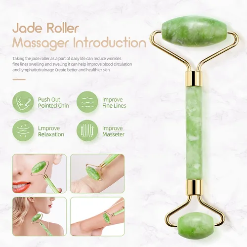 Miniatura 4 de AECW Rodillo de jade natural para la cara Ojos Herramienta Jade Rodillo facial silencioso Rodillo de masaje facial
