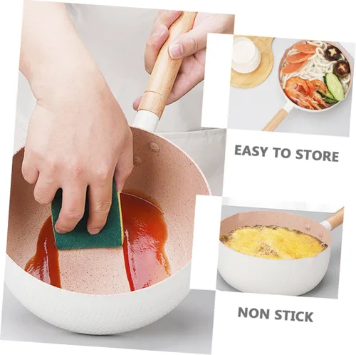 Miniatura 4 de 1 juego de sartén antiadherente multifuncional olla de cocina para guisos de fideos instantáneos y comida mango ergonómico fácil de limpiar tapa