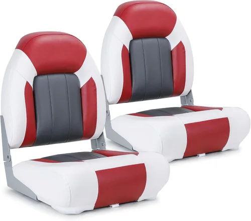 Miniatura 13 de Asiento plegable para barco Deluxe con respaldo alto marino, tornillos de acero inoxidable incluidos