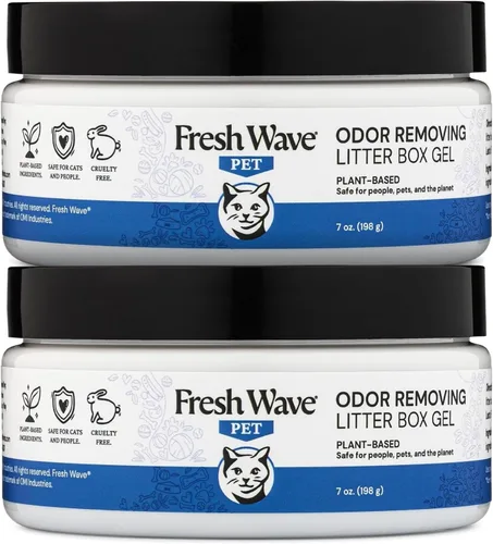 Fresh Wave Gel de caja de arena para eliminar olores, 7 onzas, paquete de 2, eliminador de olores de mascotas más seguro para el hogar y la zona de