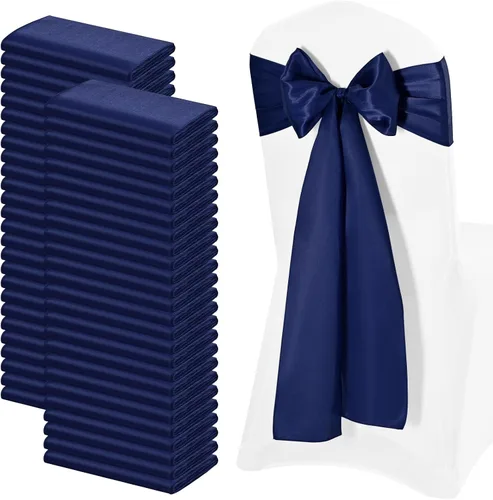 Miniatura 34 de 72 bandas de satén para silla, color azul bebé, lavables y reutilizables, fundas universales para silla, suministros para atar en la espalda