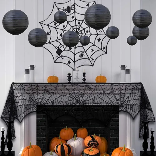 Miniatura 4 de 20 linternas de papel negras para fiestas, 6, 8, 10, 12 pulgadas, chinas, asiáticas, colgantes, redondas, para cumpleaños, bodas, Halloween