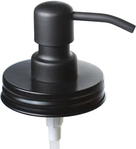 Jarmazing Products Tapas dispensadoras de jabón para tarros de masón negro, paquete de un paquete, para todos los frascos de conservas de boca Acero