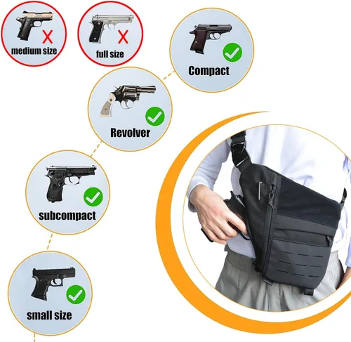 Miniatura 2 de FLWVOG Bolsa de transporte oculta para hombres, bolsas cruzadas para pistolas pequeñas y medianas, bolsa Ccw, bolsas EDC para senderismo, viajes