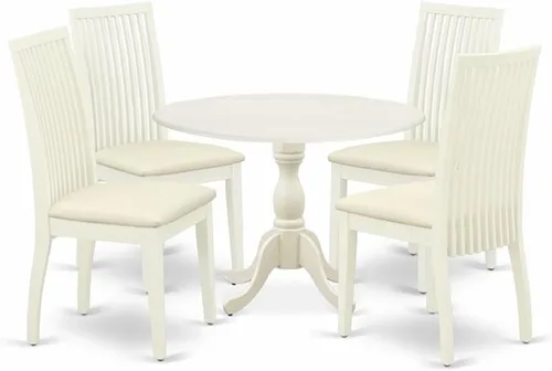 Miniatura 10 de East West Furniture DMIP3-LWH-C - Juego de muebles de comedor de 3 piezas que contiene una mesa de cocina redonda con gotas y 2 sillas de comedor