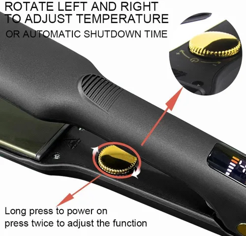 Miniatura 4 de Plancha de pelo profesional de 1.5 pulgadas, plancha plana de titanio ajustable hasta 450 °F