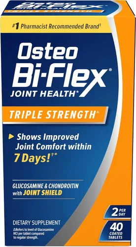 Osteo Bi-Flex Triple Fuerza(5), Glucosamina Condroitina con Vitamina C - Suplemento para la Salud de las Articulaciones, Tabletas Recubiertas, 40