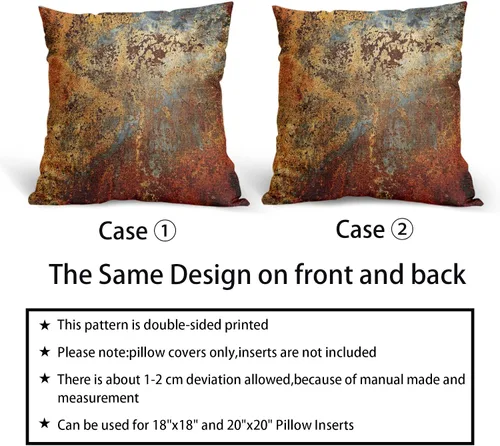 Miniatura 5 de Fundas de almohada de metal marrón óxido de 16 x 16 pulgadas, color dorado oxidado, canela, cobre, bronce, fundas metálicas, juego de 2 almohadas