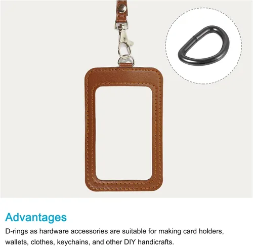 Miniatura 3 de METALLIXITY Metal Rings Non-welded D-shaped Ring Buckles for Hardware DIY Keychains Card Holders Purse