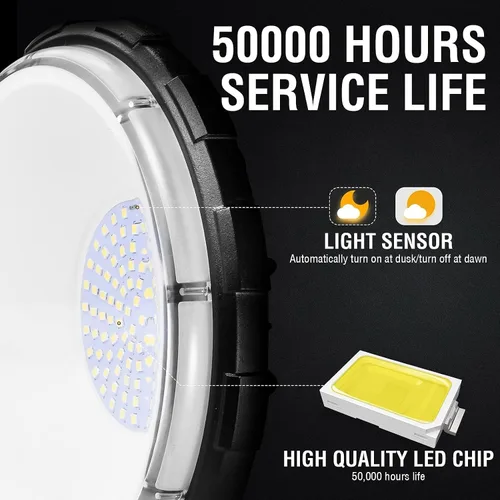 Miniatura 4 de Viugreum Paquete de 2 luces LED de granero de 100 W, 12000 lm, iluminación exterior del anochecer al amanecer, luz de jardín IP65 impermeable 5000 K