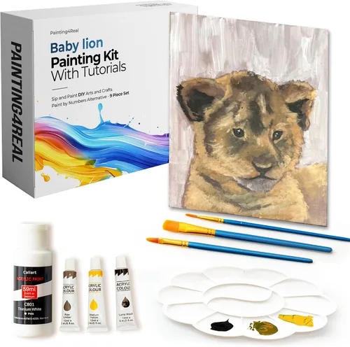 Miniatura 10 de Kits de clase de pintura para adultos con tutoriales en video, aprende a pintar radiant retriever, cómo pintar con juegos de pintura acrílica