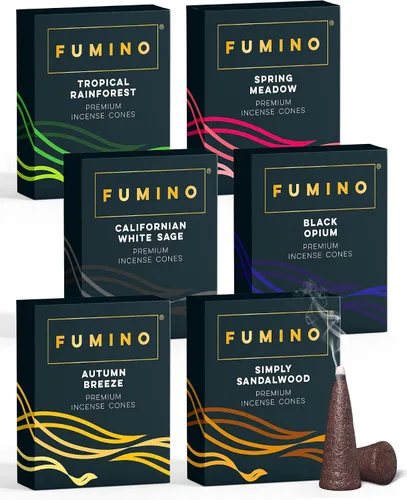 Conos de incienso Fumino Fresh Paquete de 6 cajas de 90 piezas Masala Agarbatti Joss fragancia para relajación y meditación, aroma de decoración del