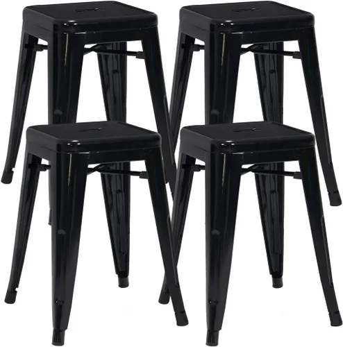 DUHOME Taburetes de metal de 18 pulgadas, taburetes apilables sin respaldo para bistró, interiores y exteriores, cocina, bistró, patio, cafetería y