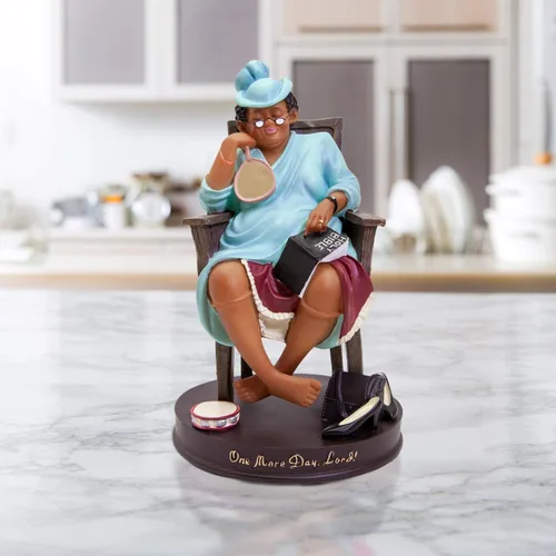 Miniatura 6 de African American Expressions One More Day Lord Figurine – Decoración para el hogar de arte negro, recuerdo sentimental de abuela, coleccionable