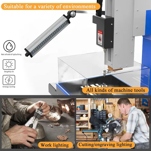 Miniatura 5 de Luz de trabajo de máquina LED 120V 16W impermeable aleación de aluminio brazo largo para torno CNC mesa de taladro iluminación industrial