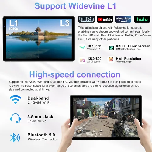 Miniatura 4 de 2025 Tableta de 10 pulgadas Android 15 Tablets 30GB RAM 128GB ROM 1TB de expansión, Tableta Octa-Core de 8000mAh con estuche a prueba de caídas