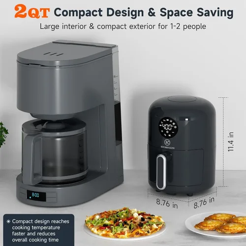 Miniatura 3 de Kitchen Elite® Freidora de aire compacta, freidora de aire digital pequeña 7 en 1, más del 90% menos aceite, cesta antiadherente y apta