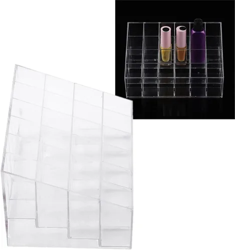 Miniatura 6 de Haofy 24 rejillas transparentes para lápiz labial, organizador de maquillaje y cosméticos, caja de almacenamiento de maquillaje, esmalte de uñas