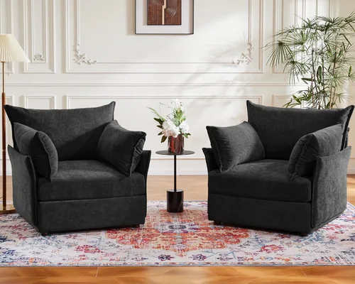 Miniatura 26 de ABCASA Silla de Acento de Gran Tamaño, Sillón Moderno Tapizado con Respaldo Extraíble y Funda Desmontable, Asiento de 24.5 Pulgadas de Profundidad