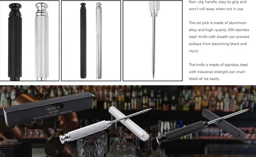 Miniatura 8 de Púas de hielo con mango de aleación de aluminio, cuchillo de acero inoxidable con cubierta de seguridad, herramienta de cocina para restaurante