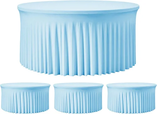 Miniatura 60 de 2 Pack White 72 inch Round Spandex Tablecloth, Washable Stretchy Fitted 6FT Round Tables,Elastic Edge with Skirt, Wrinkle-Free Table Cloths for
