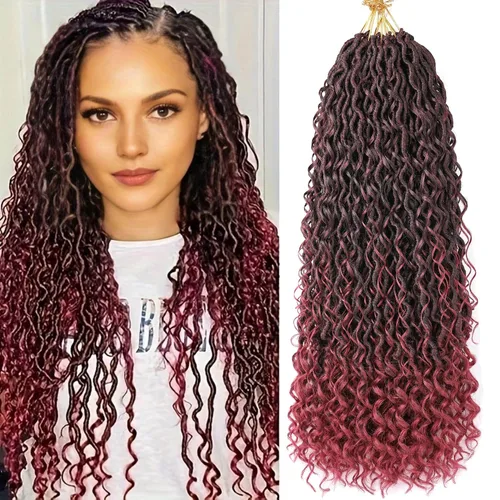 Miniatura 53 de Aipin Goddess Cabello de Ganchillo de 18 Pulgadas Boho River Locs Hippie Locs Ondulado de Ganchillo Con Cabello Rizado en el Medio y Extremos 613