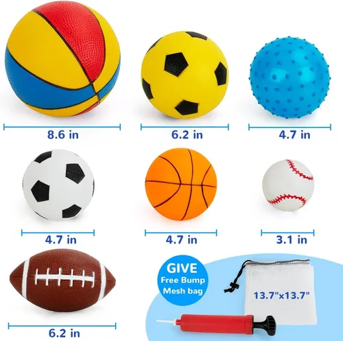 Miniatura 4 de Pelotas para niños pequeños de 1-3 años, juguetes deportivos para niños pequeños, juego de 7 pelotas deportivas de espuma suave para niños - pelota