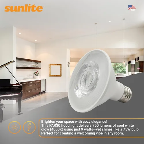 Miniatura 5 de Sunlite Foco Reflector PAR30 LED, Foco, 9W (equivalente a 75W), 750 Lm, Base E26 Media, CRI 90, Atenuable, Uso en Iluminación de Riel Decorativa