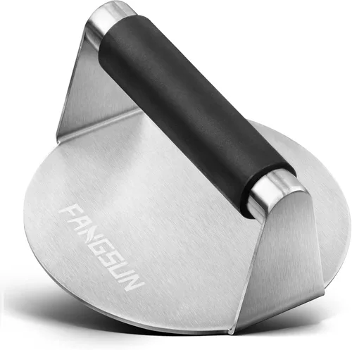 Miniatura 9 de FANGSUN - Prensa para tocino para plancha, prensa de parrilla de acero inoxidable, prensa de hamburguesa de 8.5 pulgadas resistente con mango