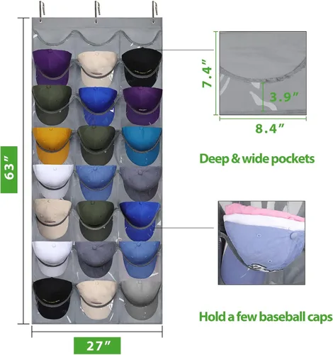 Miniatura 5 de Dofilachy Perchero para sombreros – Organizador de sombreros – Percheros para gorras de béisbol, soporte visible para sombreros – Estante de béisbol