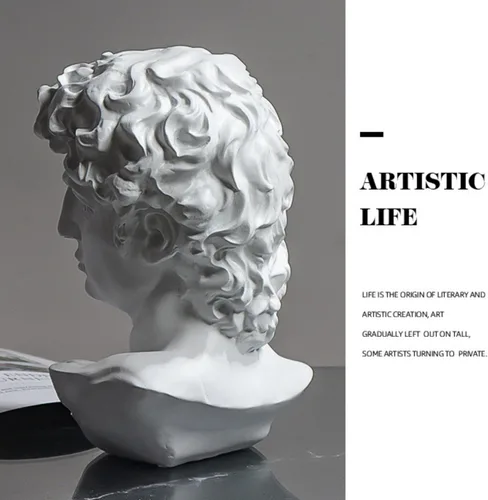 Miniatura 4 de Estatua de David de Yahu Lando, busto griego, estatua de cabeza de busto para decoración del hogar romano, decoración de mesa de café blanca