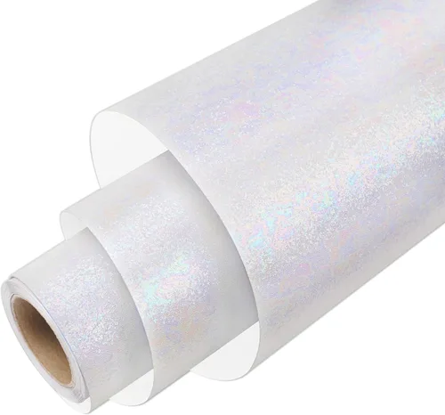 WRAPXPERT Vinilo permanente con purpurina para Cricut, rollo adhesivo de color blanco perla de 12 pulgadas x 5 pies para cortador de manualidades,