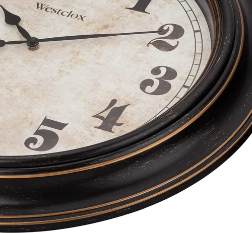 Miniatura 4 de Westclox Reloj de pared grande tradicional – Esfera envejecida vintage de 24 pulgadas que funciona con pilas, agujas de metal, lente de cristal