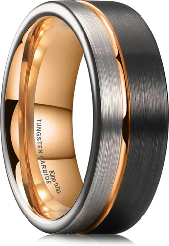 King Will Anillo de boda de carburo de tungsteno para hombre con diseño de ranura, 6/7/0.315 in de ancho, acabado cepillado/pulido para hombre,